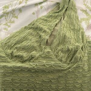 Women’s Green Textured One Shoulder Dress